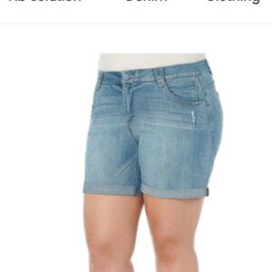 Democracy Denim Jean Shorts "Ab"solution Light Blue Distressed Size 22W Boho